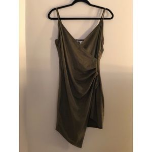 Suede asymmetrical wrap dress